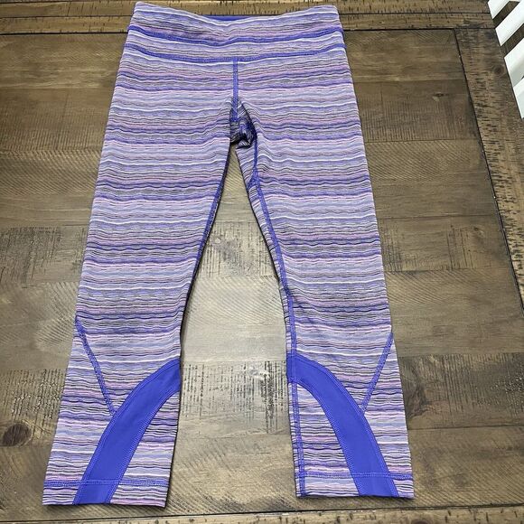 Lululemon Leggings Womens Size 6 Purple Run Top Speed Crop Space Dye Iris Flower - Picture 1 of 9